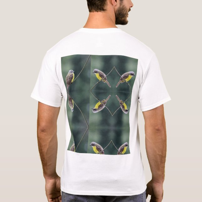 hunkered down or not bird with back pix T-Shirt (Back)