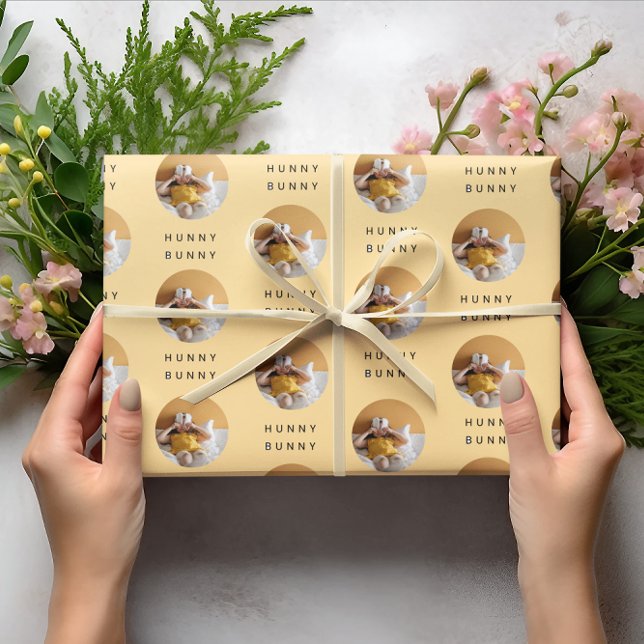  Hunny Bunny Photo Easter Orange | Personalised  Wrapping Paper (Creator Uploaded)