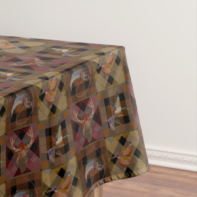 Hunt Club Plaid with Wildlife Game | Fall Pattern  Tablecloth (In Situ)