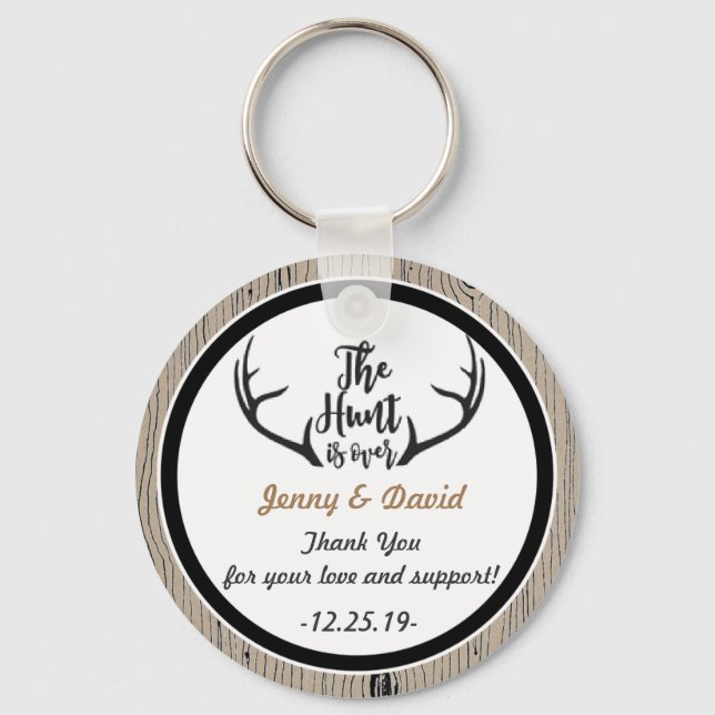 "Hunt is Over" Personalised Key Ring Wedding (Front)