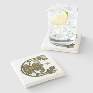Hunter and Gold Celtic Stone Coaster