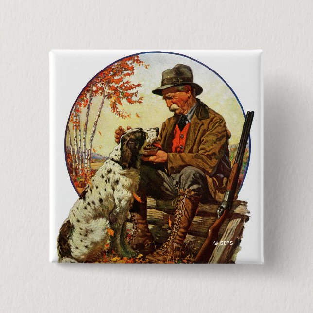Hunter and Spaniel 15 Cm Square Badge (Front)