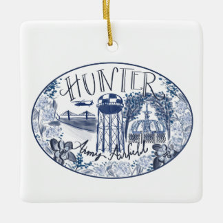 Hunter Army Airfield Chinoiserie Christmas Ornamen Ceramic Ornament