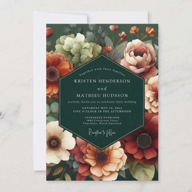 Hunter Autumnal Flora Wedding Invitation (Front)