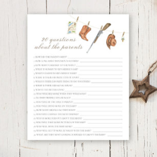 Hunter baby shower - 20 questions about parent