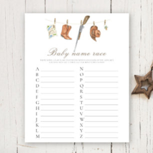 Hunter baby shower - Baby name race game