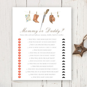 Hunter baby shower - mummy or daddy game