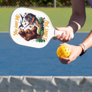 Hunter Becomes Hunted Bear hunting humourous Pickleball Paddle