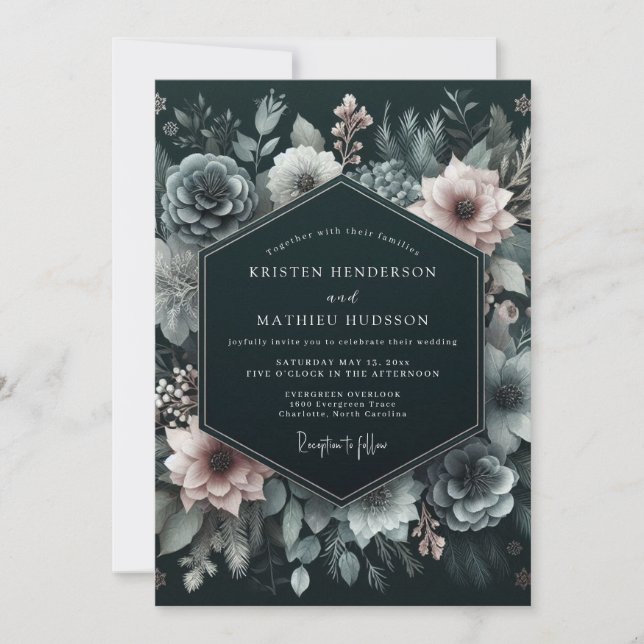 Hunter Blush Umbral Wedding Invitation (Front)