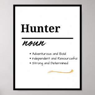 Hunter, Boy Personalised Name Definition Poster