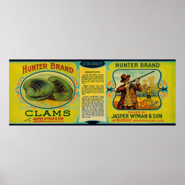 Hunter Clams LabelMilbridge, ME Poster (Front)