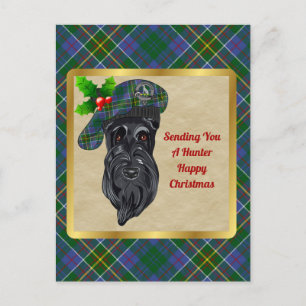 Hunter Clan Badge & Tartan Christmas Postcard