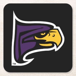 Hunter College Hawk Profile Mascot Square Paper Coaster