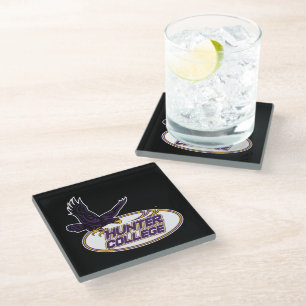 Hunter College Hawks Mascot Glass Coaster