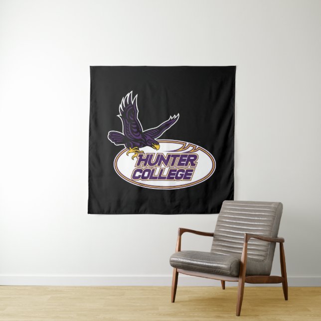 Hunter College Hawks Mascot Tapestry (In Situ)