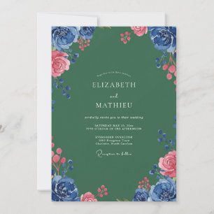 Hunter Coral Painted Wedding Invitation