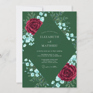 Hunter Crimson Rose Wedding Invitation