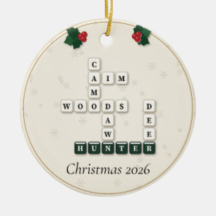 Hunter Crossword Letter Tiles Holly Year Ceramic Tree Decoration