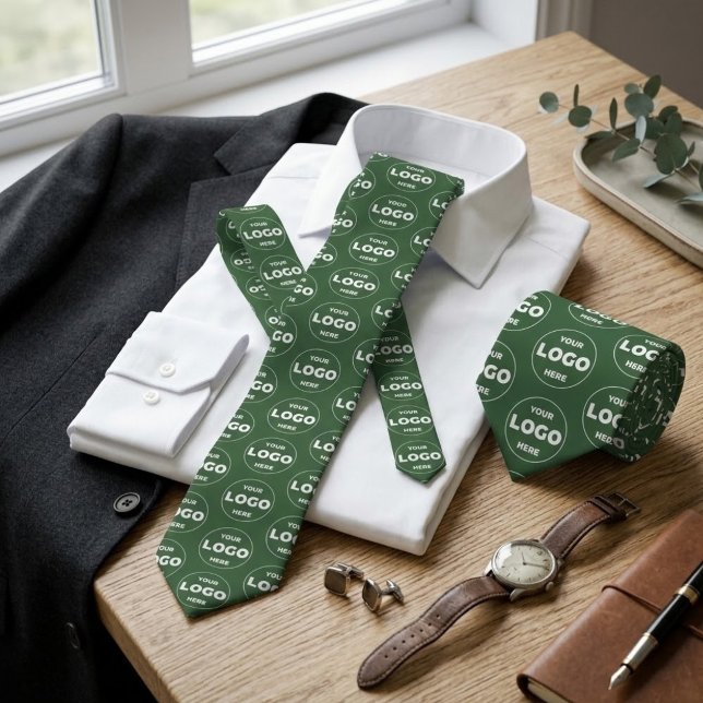 Hunter Custom Logo Repeat Pattern Professional Tie (Hunter / Forest Green Custom Logo Repeat Pattern Professional Neck Tie)