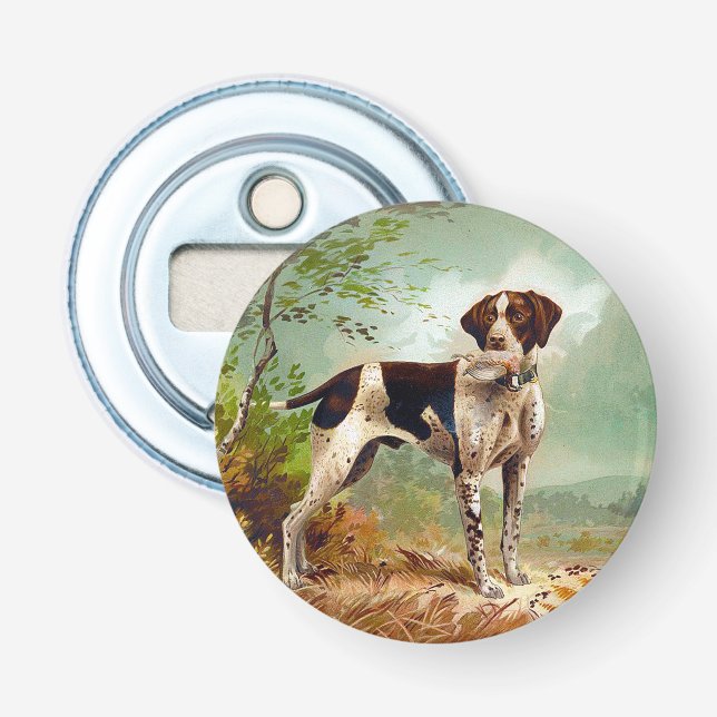 Hunter dog with bird in mouth bottle opener (Front)