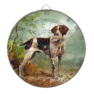 Hunter dog with bird in mouth dartboard