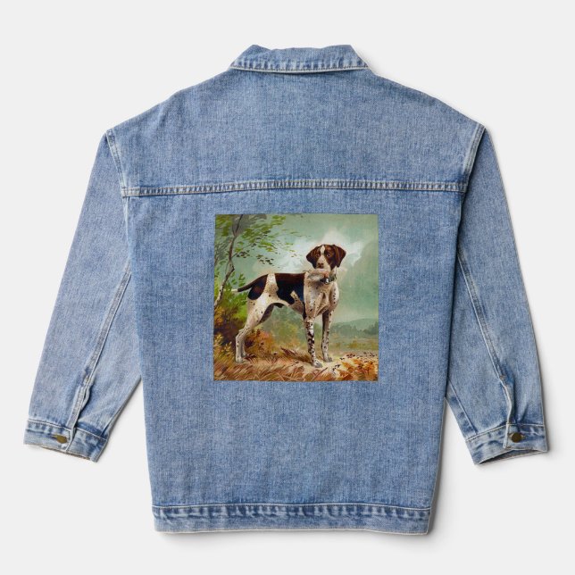 Hunter dog with bird in mouth denim jacket (Back)