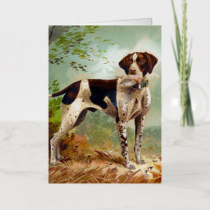 Hunter dog with bird in mouth foil greeting card
