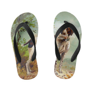 Hunter dog with bird in mouth kid's jandals