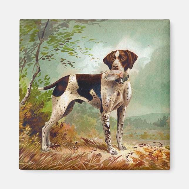 Hunter dog with bird in mouth magnet (Front)