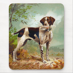 Hunter dog with bird in mouth mouse pad