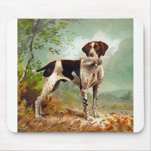 Hunter dog with bird in mouth mouse pad