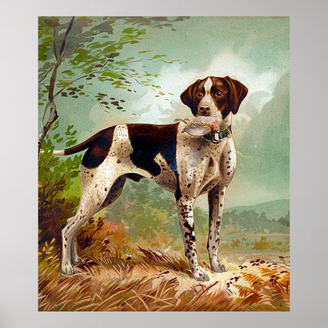 Hunter dog with bird in mouth poster (Front)