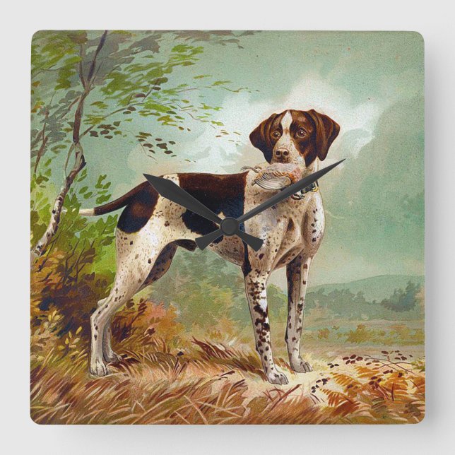Hunter dog with bird in mouth square wall clock (Front)