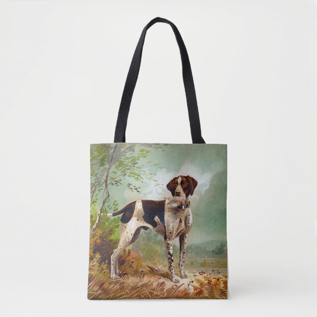 Hunter dog with bird in mouth tote bag (Front)