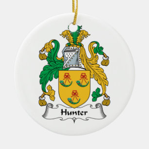 Hunter Family Crest Ceramic Tree Decoration