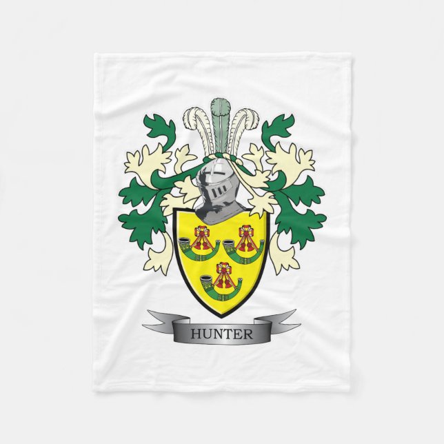 Hunter Family Crest Coat of Arms Fleece Blanket (Front)