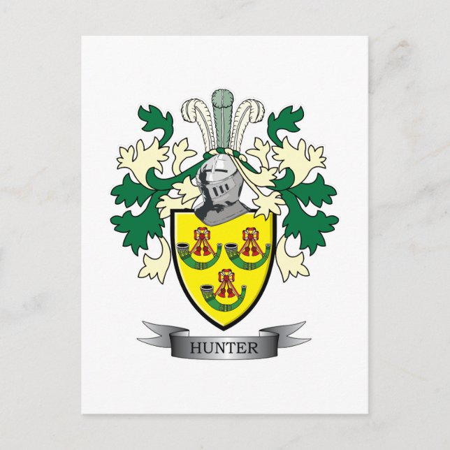 Hunter Family Crest Coat of Arms Postcard (Front)