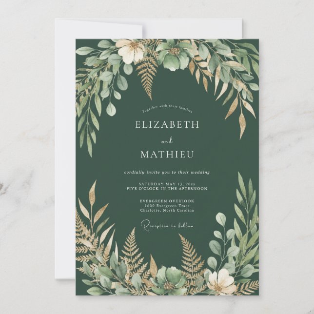 Hunter Fern Foliage Wedding Invitation (Front)