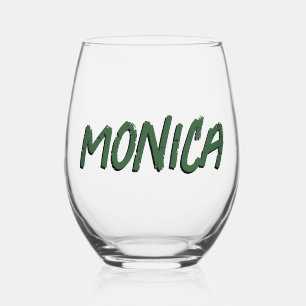 Hunter Green 3D Funny Modern Name  Stemless Wine Glass