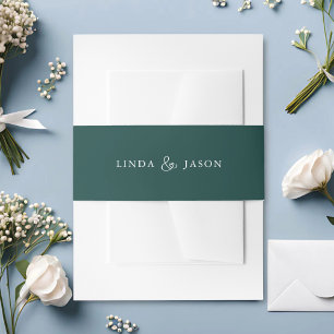 Hunter Green Ampersand Personalised Wedding Invitation Belly Band