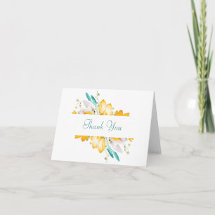 Hunter Green and Gold Floral Folded Thank You Card