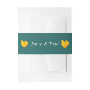 Hunter Green and Gold Floral Invitation Belly Band
