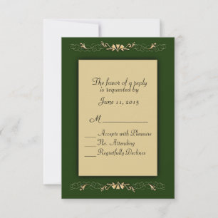 Hunter Green and Gold RSVP Card
