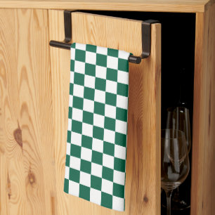 Hunter Green and White Checkered Tea Towel