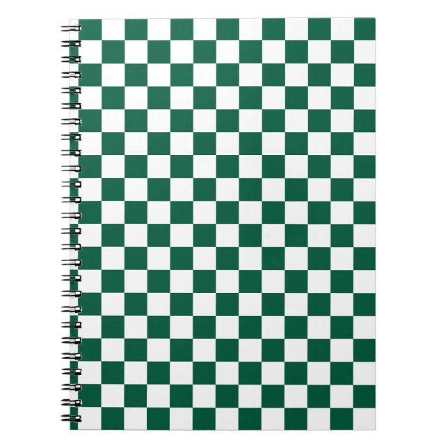 Hunter Green and White Chequered Notebook (Front)