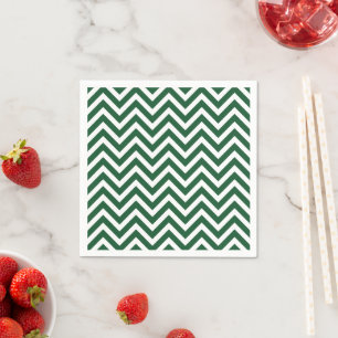 Hunter Green and White Chevron Napkin