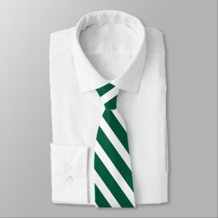 Hunter Green and White Geometric Diagonal Stripes Tie