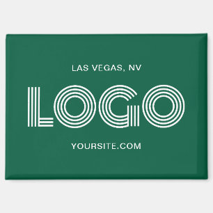 Hunter Green and White Modern Rectangular Logo Magnet