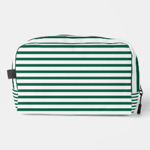Hunter Green and White Striped Toiletry Bag 