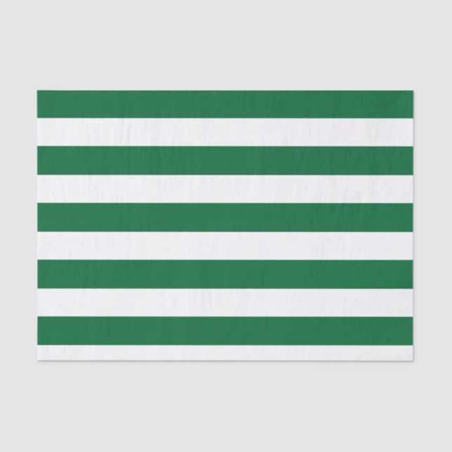 Hunter Green and White Stripes Pattern Tissue Paper (Front)